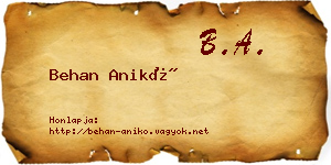 Behan Anikó névjegykártya